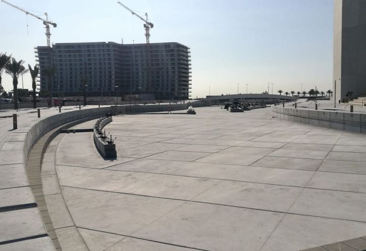 During construction: concrete cover placed before water filling