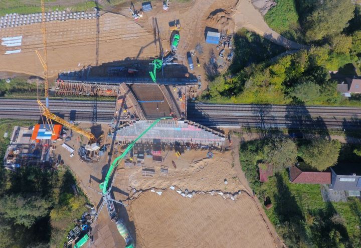 Drone aerial view after the covering of the pile caps