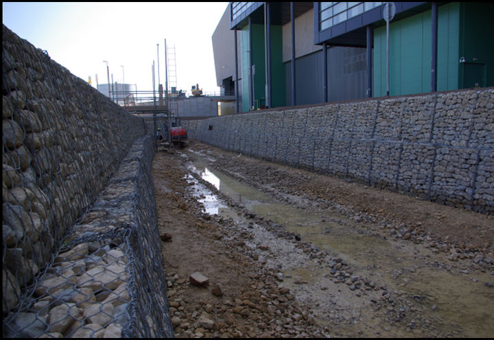Installation of double twist gabions