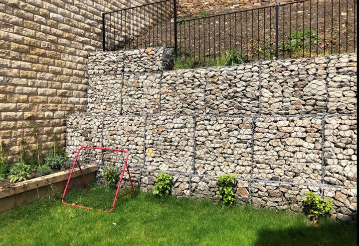 Gabion walls between plots