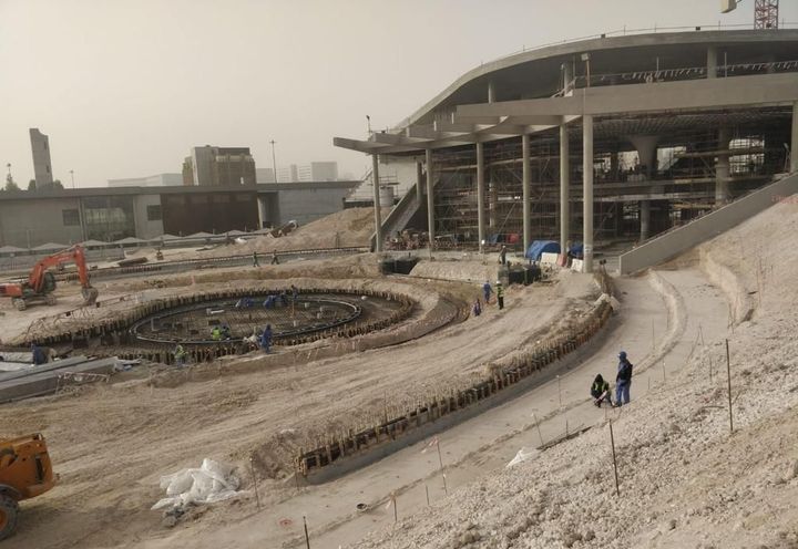 During construction: initial site works in progress  