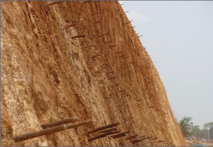 Installed Nails on slope surface