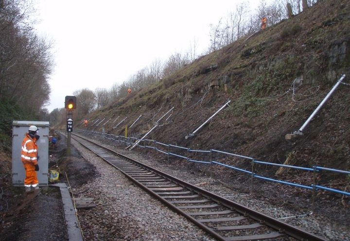 Catch fences being installed on the Cumberworth Tunnel line