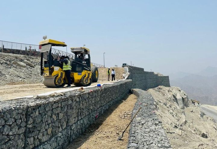 Terramesh wall in progress
