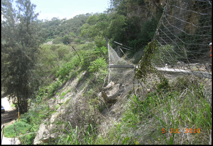 Rockfall Debris Impact on Fence