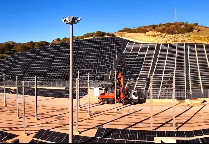 Solar panel installation process on the slope