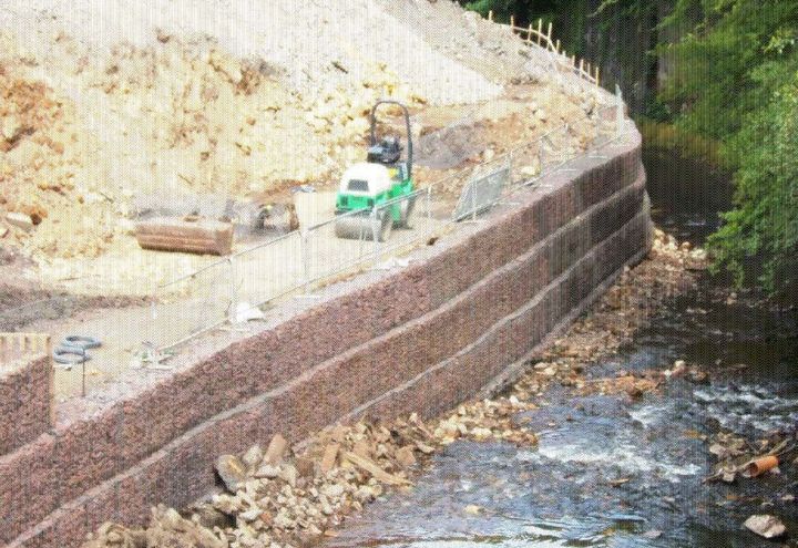 Upstream view of Terramesh wall during construction