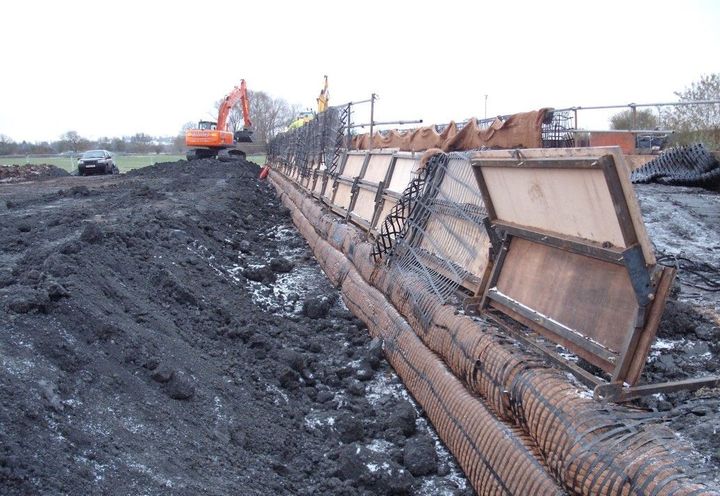 Flood protection bund during construction in 2010/11