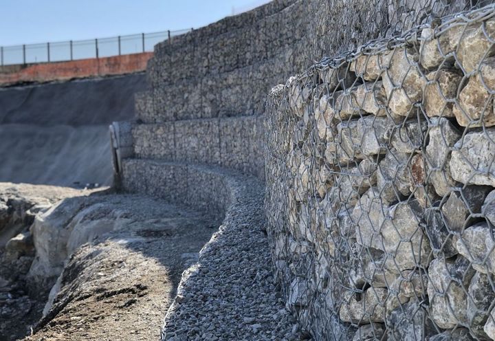 Gabion Wall with Drainage Pipe