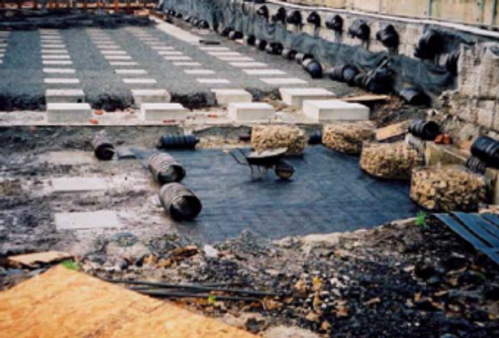 Interface between temporary and permanent roads. Showing Gabion Terramesh partit