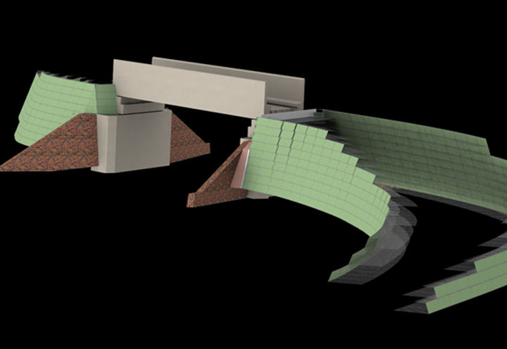 Sketch view of the approaching Green Terramesh® ramps