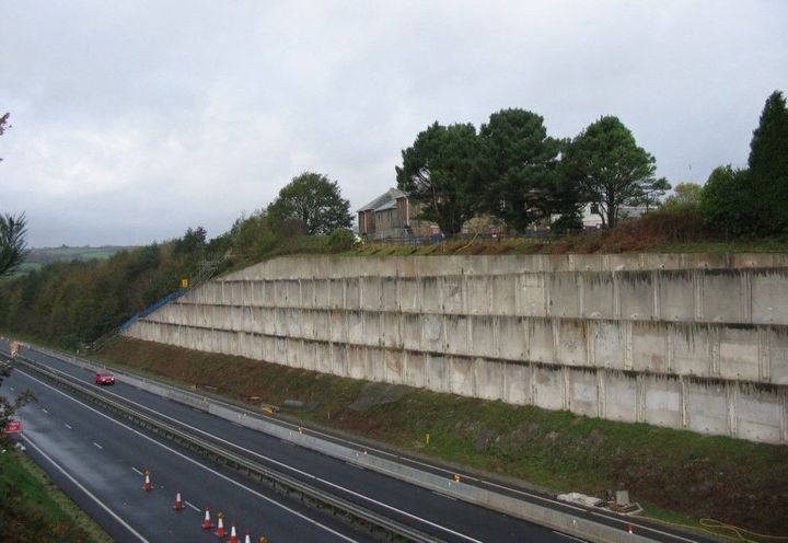 Retaining wall on a key route to the West country