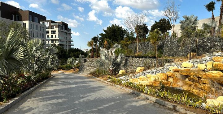 Completed Terramesh MSE wall with plantation works