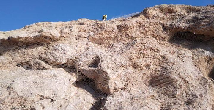 Completed rockfall protection netting works in one of the many locations
