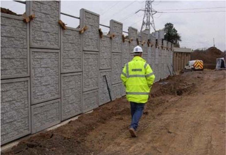 Panels ready for backfilling - note bespoke face finish
