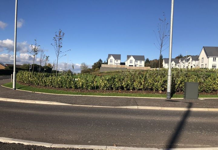 Long distance view of the Terramesh® system with fence