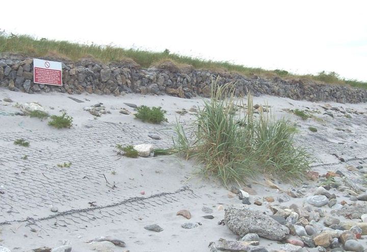 The revetment after construction - note accretion of sand