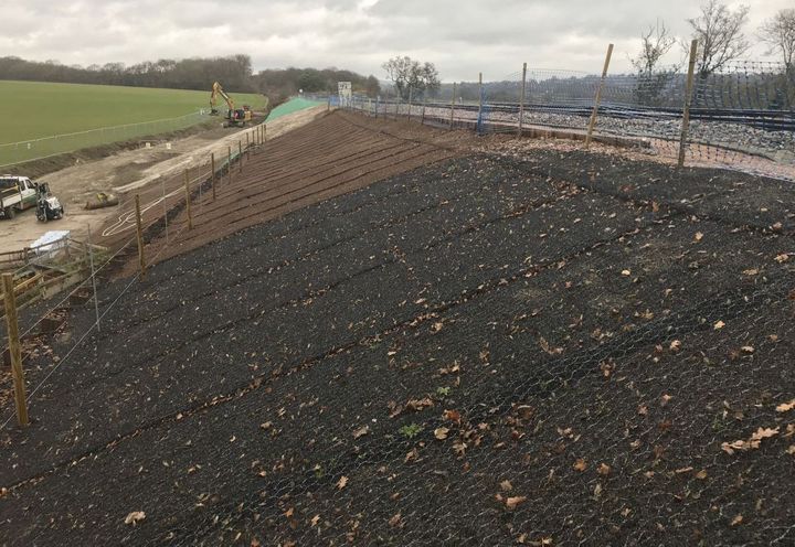 Topsoil dressed into the 3D matrix of the RenoMesh