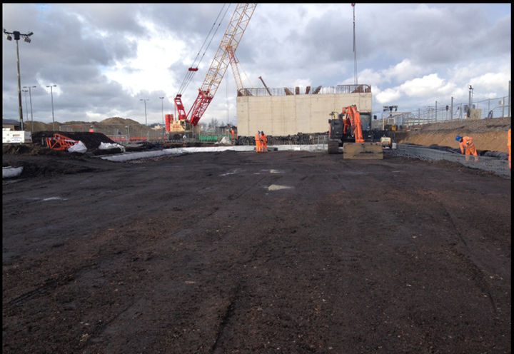 Compacted fill placed over Paralink LTP - April 2014