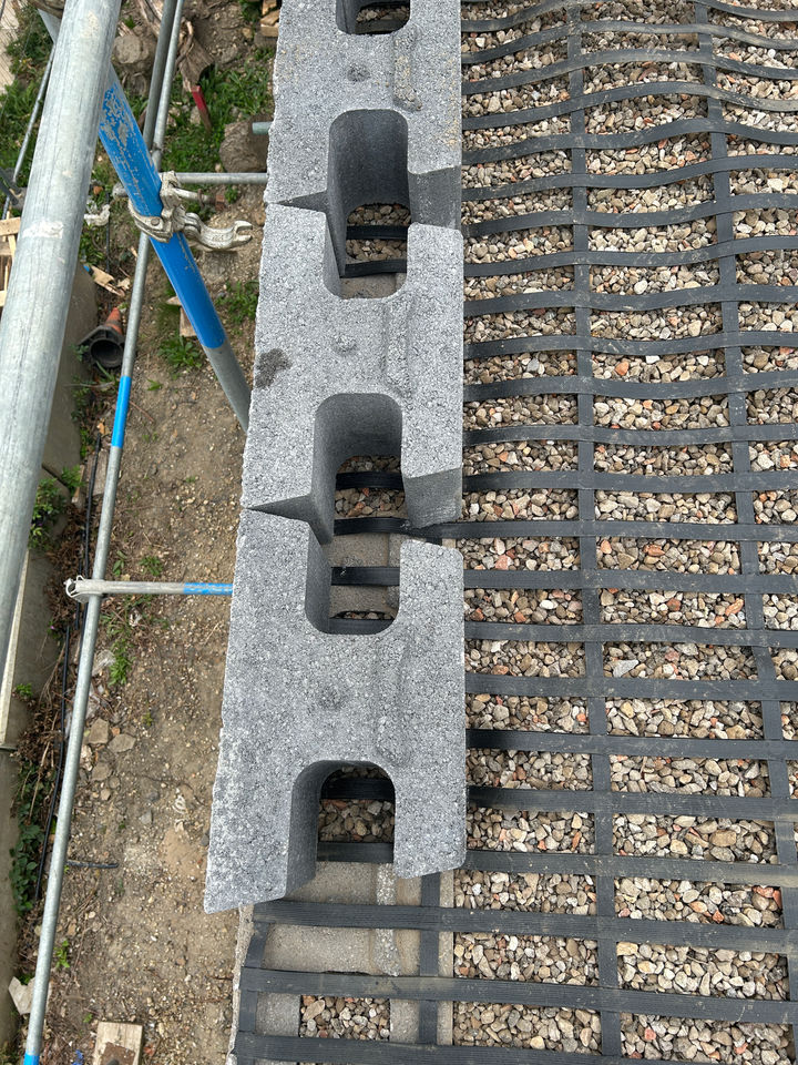 Close up of geogrid reinforcement