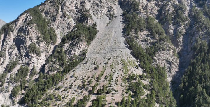 Topographie des escarpements rocheux, secteur B3A