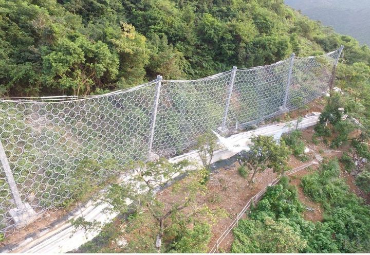 Complete installation of dynamic barrier (aerial view)
