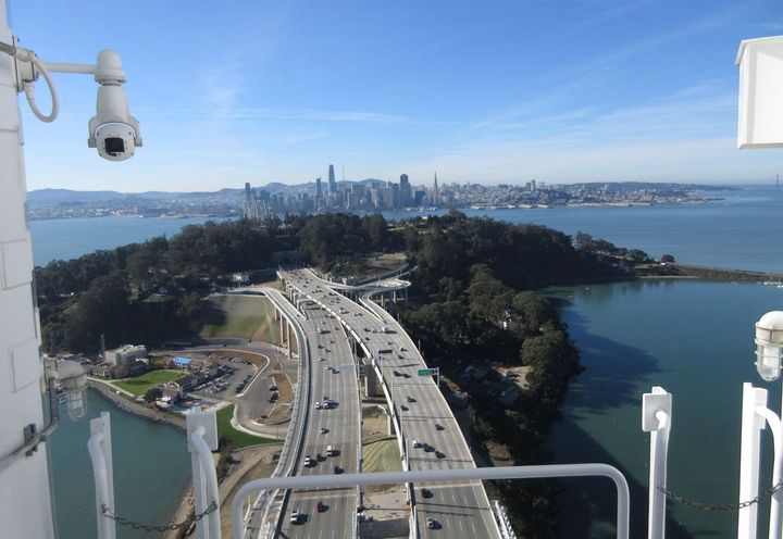 Birds eye view of completed Bay Bridge