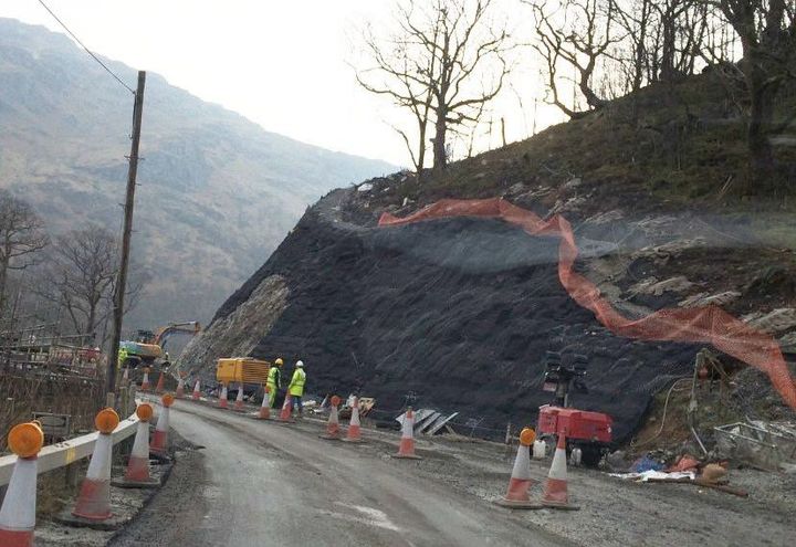 View of the rock cutting slope at initial stages.