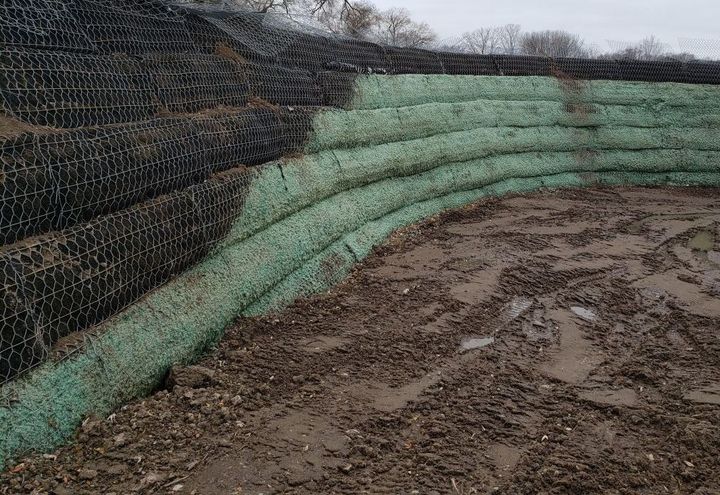 Detail of hydroseeding over Green Terramesh