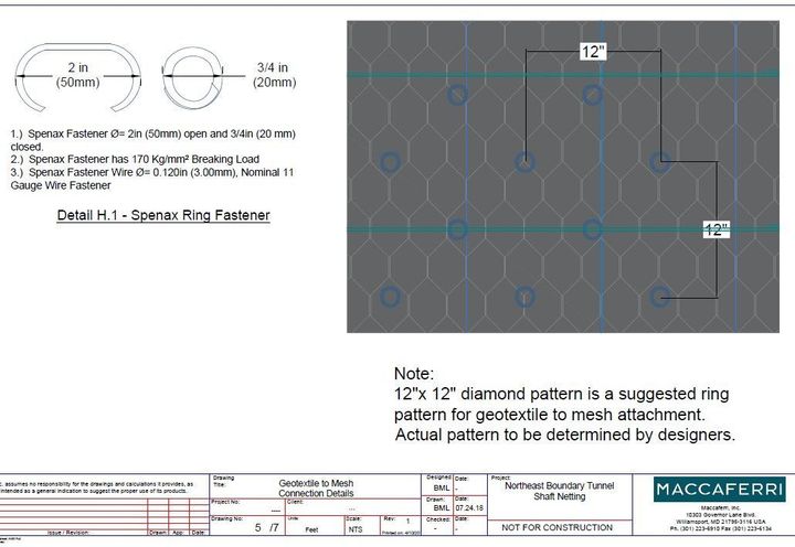 Geotextile to RockMesh3030 connection details