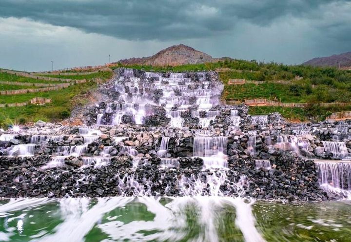 Completed project: Close view of Cascading Waterfall