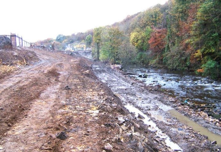 Downstream view of prepared slope