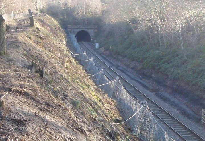 Catch fences installed on the Cumberworth Tunnel line