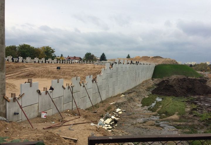 The panels were stored on previously completed MacRes Wall