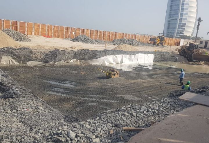 During construction: backfilling in progress with AASHTO no. 57 aggregates
