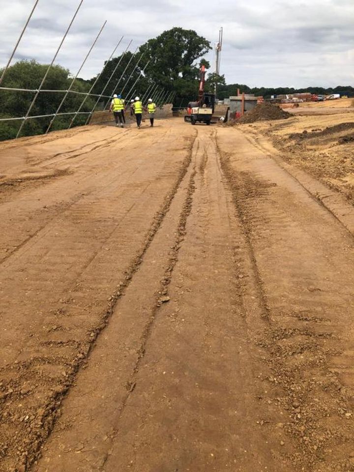 Lime treated backfill placed and compacted