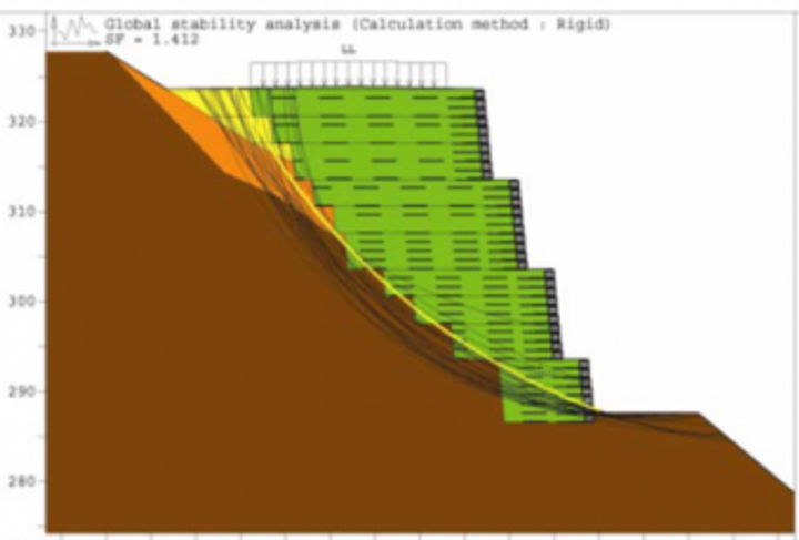 Final design of the 40 m high wall section