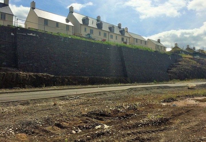 Welded gabion installed in Coed Darcy