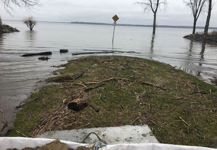 High water level and debris during the flood