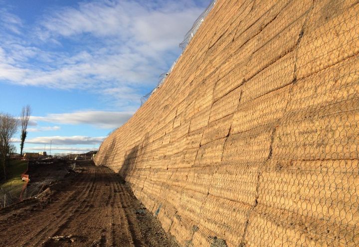 Finished 15 metre high slope reinforcement