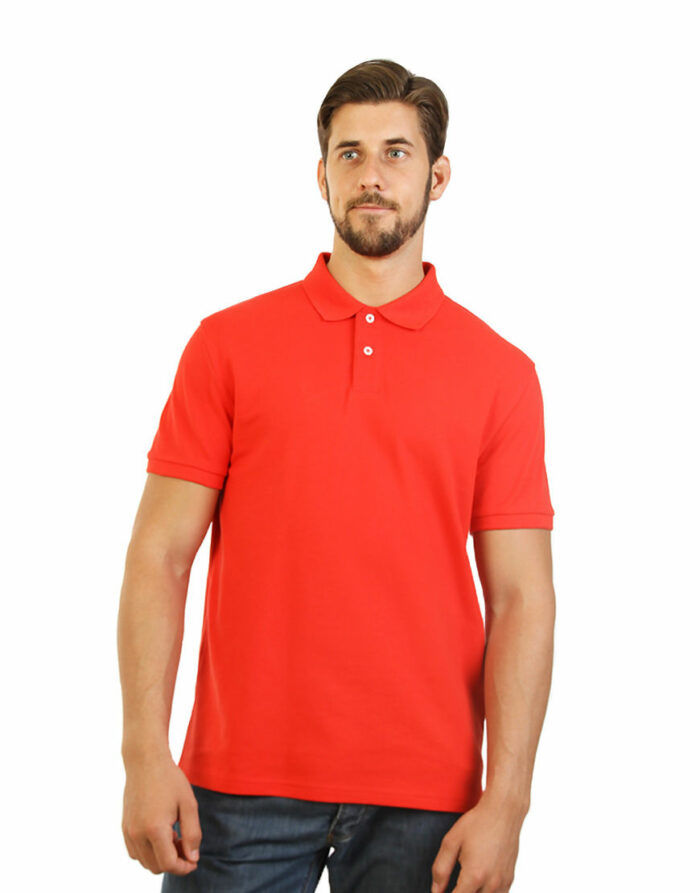 cotton stretch unisex polo red