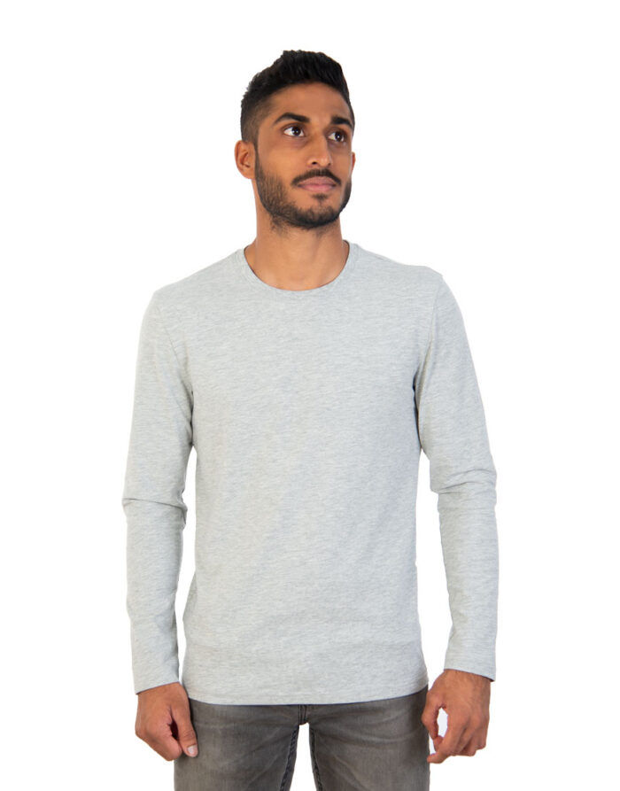 long sleeve unisex t shirt grey front