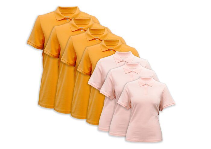 orange pink women polo