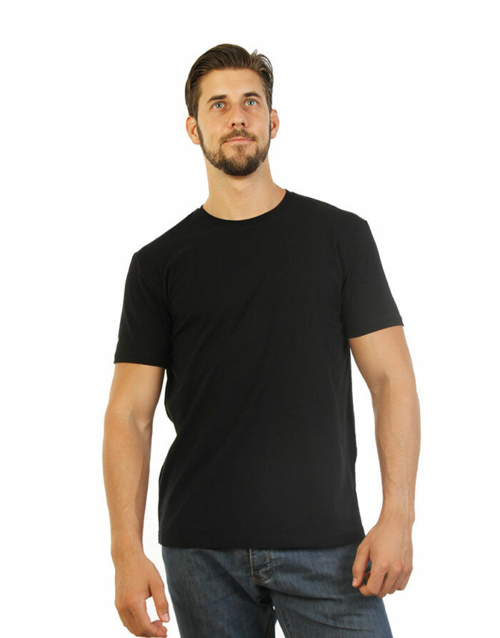 poly cotton stretch unisex t shirt black