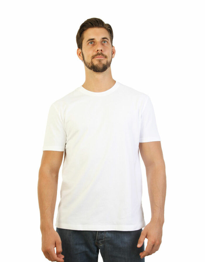 poly cotton stretch unisex t shirt white