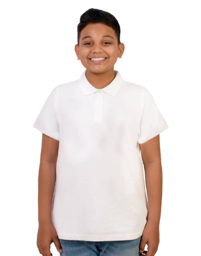 unisex kids polo boy white