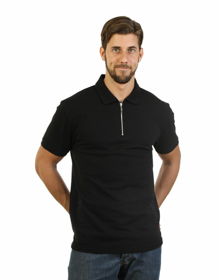 unisex polo with zipper black