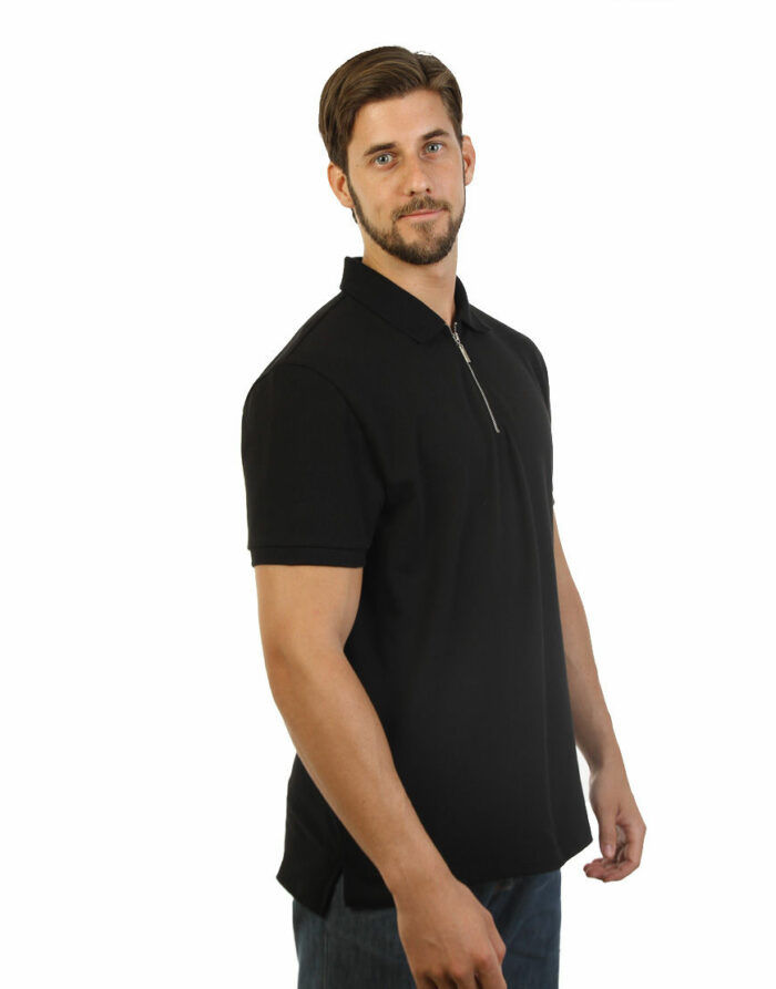 unisex polo with zipper black right