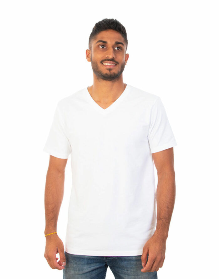 v neck men t shirt white front