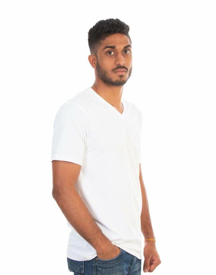 v neck men t shirt white right